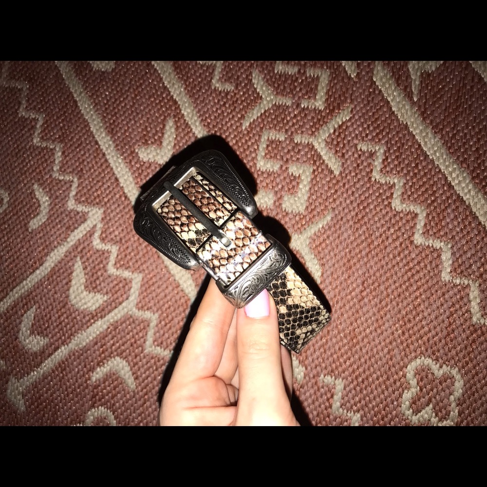 Ecote Metal-tipped Leather Belt in Snakeskin